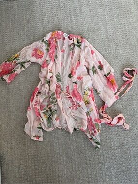Plum Pretty Sugar Pink Floral Sheer Robe